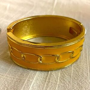 Vintage Enamel Metal Hinged Cuff Bracelet